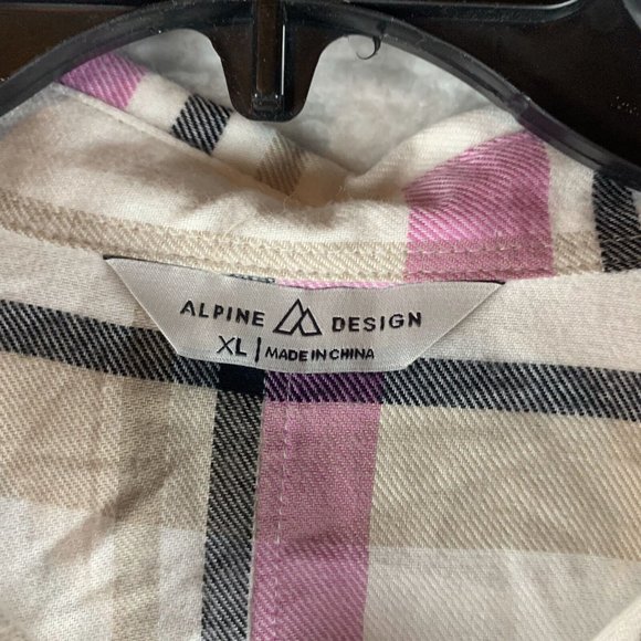Alpine Design Shirt Women's XL Dragon Fruit Plaid Cotton Flannel Button-Up 8245 - Picture 3 of 8